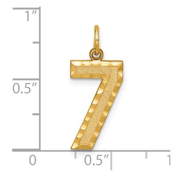 14k Yellow Gold, Varsity Collection, Large D/C Pendant Number 7 - Picture 4 of 5